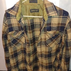 Envoy Men's Plaid Dress Shirt - Brown and Blue